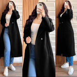 Women's Stitched Plain Fleece Trench Coat - 1 Pc, Beige