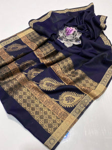 Charming Blue Pashmina Wool Shawl with Exquisite Embroidered Border - 1 Pcs