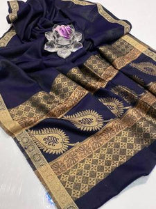 Charming Blue Pashmina Wool Shawl with Exquisite Embroidered Border - 1 Pcs