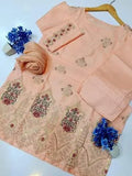 3 Pcs Women's Stitched Cotton Sequins Embroidered Suit