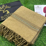 Luxurious Velvet Shawl - 1 Pc Plain Beige Wrap