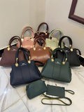 Stylish Leather Hand Bag Set for Girls - 5 Pcs Collection