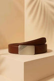 Leather Belt Brown – Slide Buckle with Metallic Texture