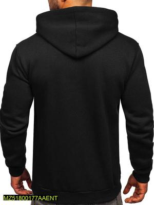1 Pc Men's Stitched Fleece Plain Hoodie, Black