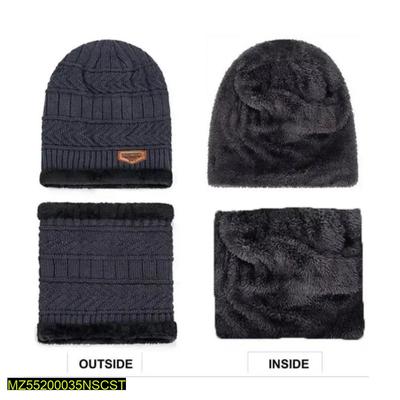 Unisex Beanie Wool Cap With Neck Warmer