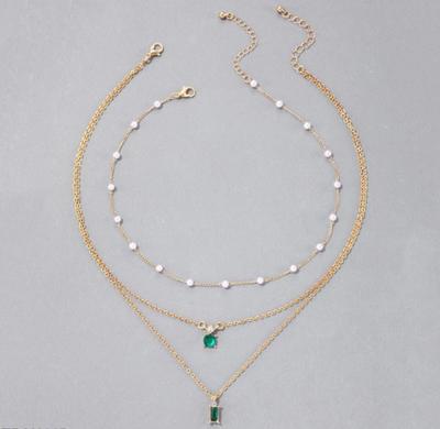 Green stone and white Pearl Pendant