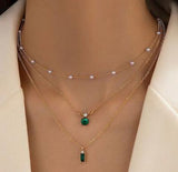 Green stone and white Pearl Pendant
