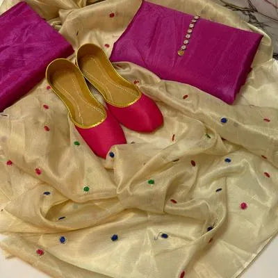 3 Pcs Women's Unstitched Plain Suit