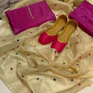 3 Pcs Women's Unstitched Plain Suit