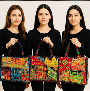 Multicolor Embroidered Women's Tote Bag - 1 Pc