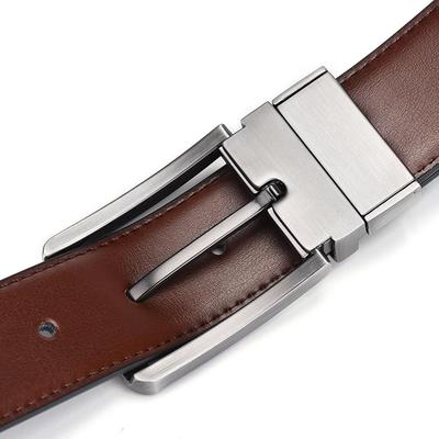 Men's Leather Casual Belt with Metal Buckle - 1 Pc for Daily Wear