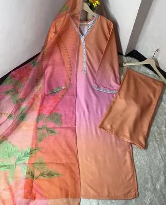 3 Pcs Women's Stitched Suit in Multicolor Swiss Lawn with Printed Dupatta
