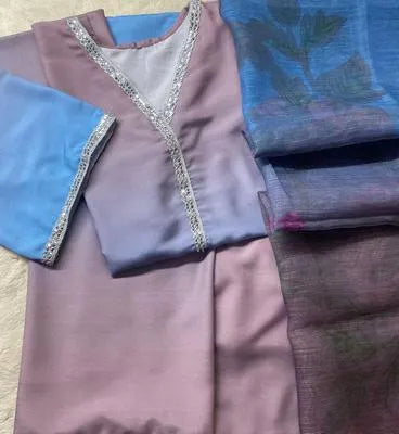 3 Pcs Women's Stitched Suit in Multicolor Swiss Lawn with Printed Dupatta