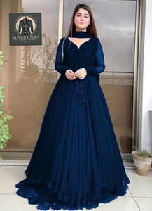 3 Pcs Women's Stitched Chiffon Plain Suit