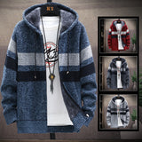 Cross-border 2025 Autumn and Winter new men's Korean style knitted cardigan plus velvet padded sweater trends sweater men's coat