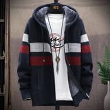 Cross-border 2025 Autumn and Winter new men's Korean style knitted cardigan plus velvet padded sweater trends sweater men's coat