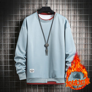 2025 Autumn and Winter velvet sweatshirt men's Round neck casual Tacket Korean style long-sleeved sweatshirt Top men's bottoming shirt men's clothing