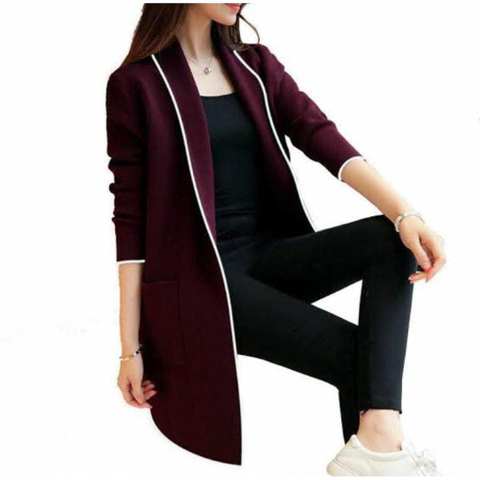 1 PC women's stitched fleece plain lapel coat