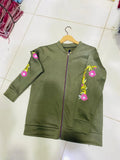 1 PC women's stitched fleece printed fleece jacket