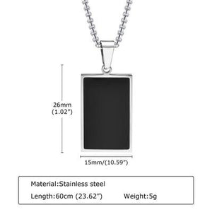 Stainless Steel Black Square Pendant Necklace for Men