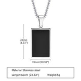 Stainless Steel Black Square Pendant Necklace for Men