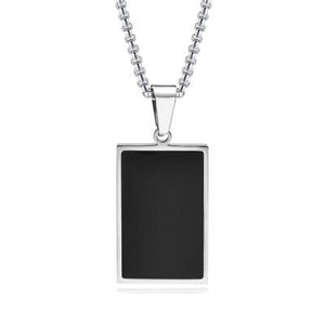 Stainless Steel Black Square Pendant Necklace for Men