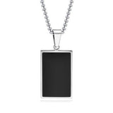 Stainless Steel Black Square Pendant Necklace for Men