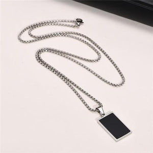 Stainless Steel Black Square Pendant Necklace for Men