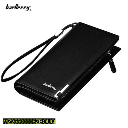 Men's Leather Plain Bifold Long Wallet