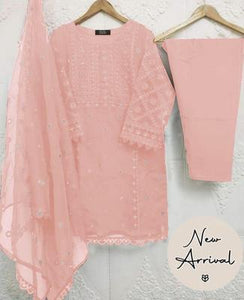 Stunning Women's Stitched Suit Organza - 3 Pcs with Embroidered Design